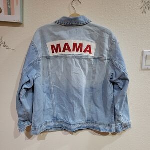Light Blue Denim Jacket with 'MAMA' Patch- Maternity Isabel By Ingrid Isabele M